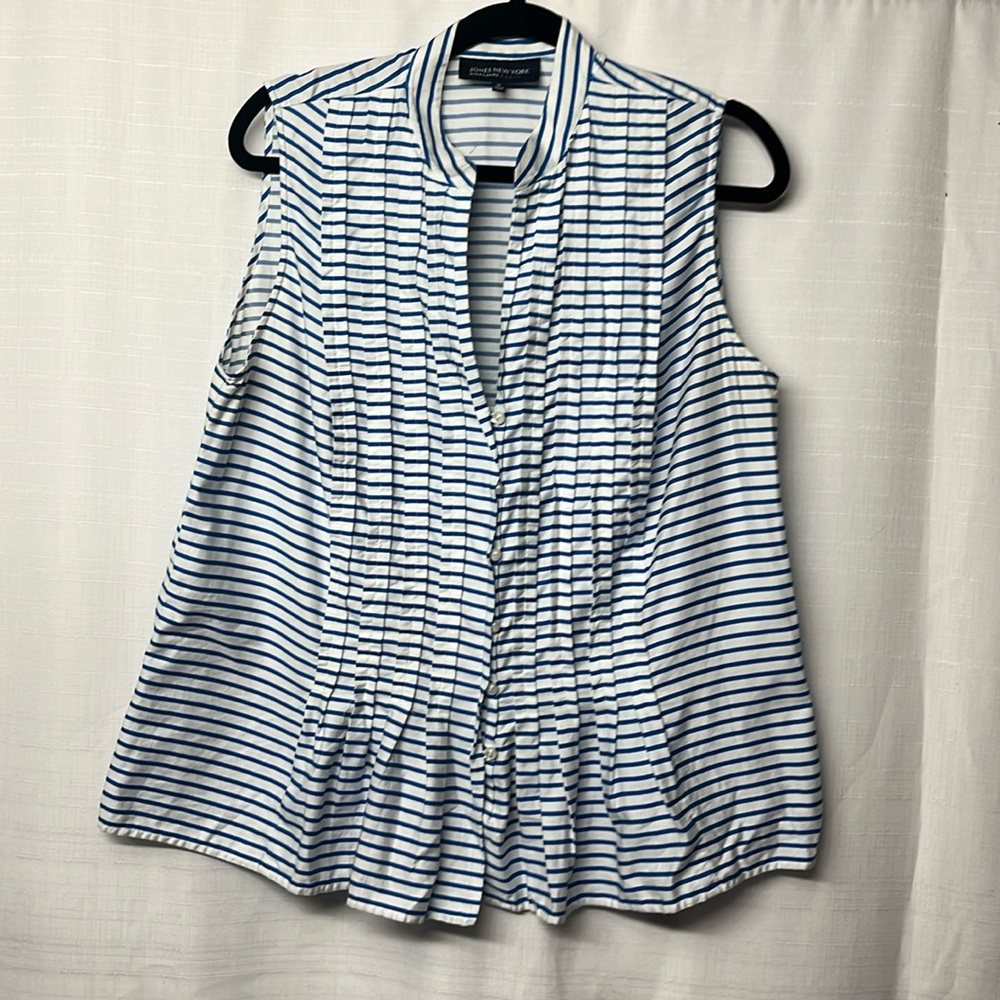 Jones New York Women's Striped Sleeveless Pleated Top